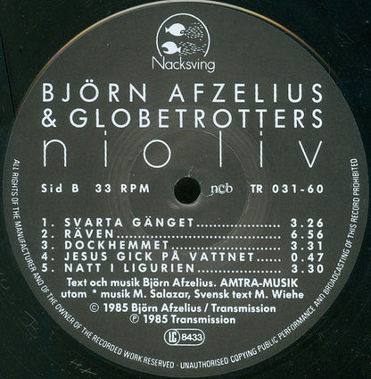 Björn Afzelius & Globetrotters : Nio Liv (LP, Album)