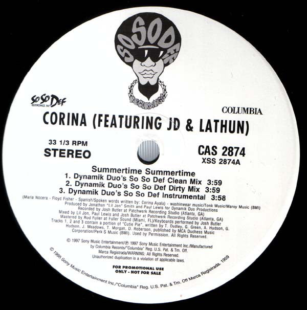 Corina Featuring Jermaine Dupri & Lathun & Big Ace : Summertime Summertime (12", Promo)