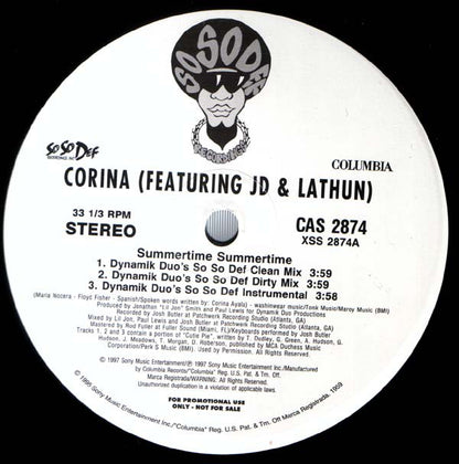 Corina Featuring Jermaine Dupri & Lathun & Big Ace : Summertime Summertime (12", Promo)