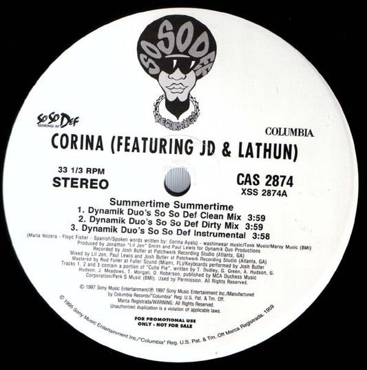 Corina Featuring Jermaine Dupri & Lathun & Big Ace : Summertime Summertime (12", Promo)