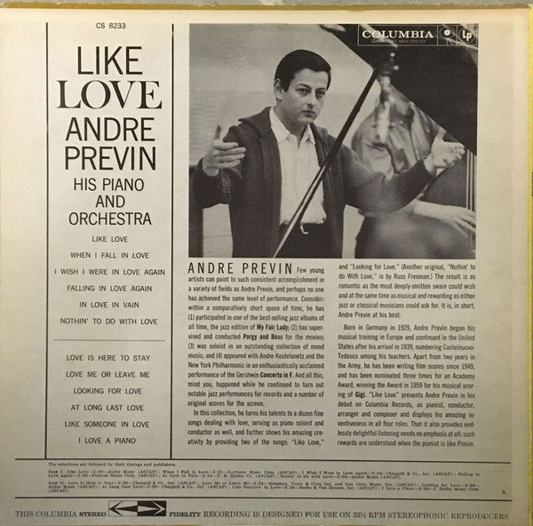 André Previn : Like Love (LP, Album)