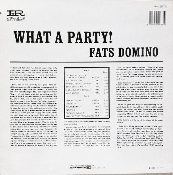 Fats Domino : What A Party! (LP, Album, RE)