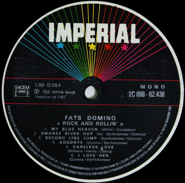 Fats Domino : Rock And Rollin' (LP, Mono, RE)