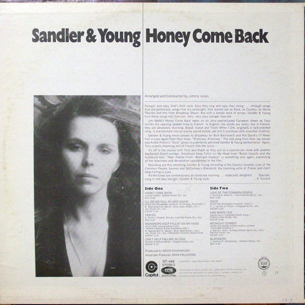 Sandler & Young : Honey Come Back (LP)