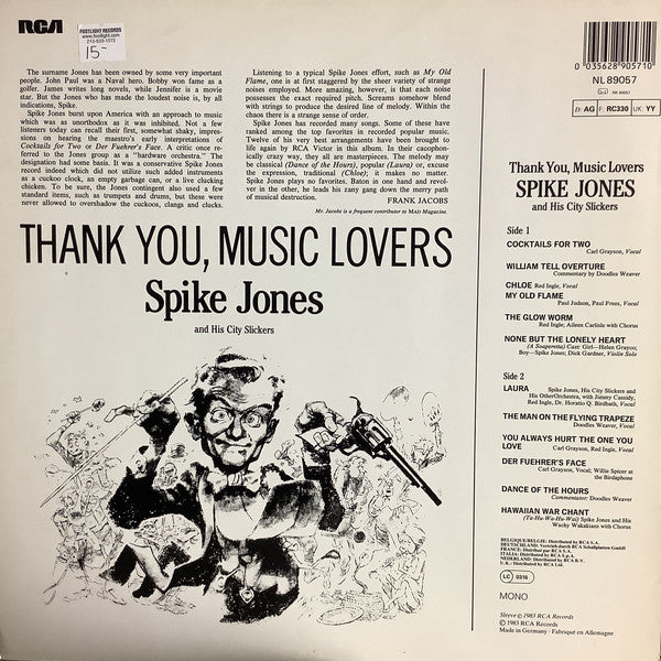 Spike Jones And His City Slickers : Thank You, Music Lovers! (LP, Album, Comp, Mono, RE)