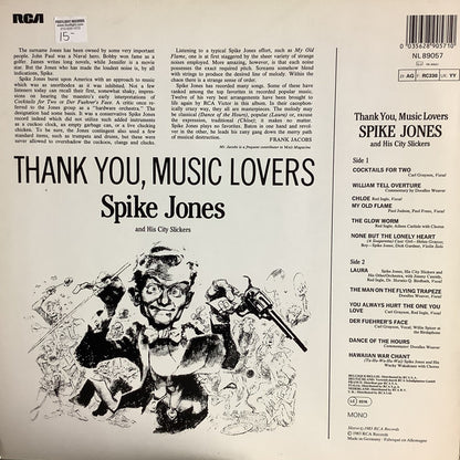 Spike Jones And His City Slickers : Thank You, Music Lovers! (LP, Album, Comp, Mono, RE)