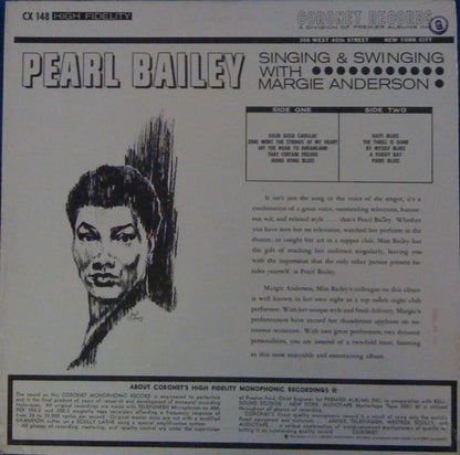 Pearl Bailey with Margie Anderson : Singing & Swinging (LP, Album, Mono)