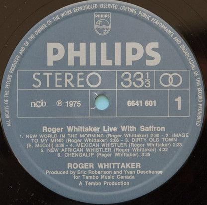 Roger Whittaker With Saffron (4) : Live In Canada (2xLP, Album)