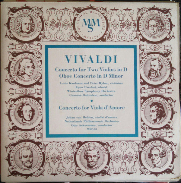 Antonio Vivaldi - Louis Kaufman And Peter Rybar, Egon Parolari, Winterthur Symphony Orchestra, Clemens Dahinden / Johan van Helden, Nederlands Philharmonisch Orkest, Otto Ackermann : Concerto For Two Violins In D / Oboe Concerto In D Minor / Concerto For Viola D'Amore (10", Mono)