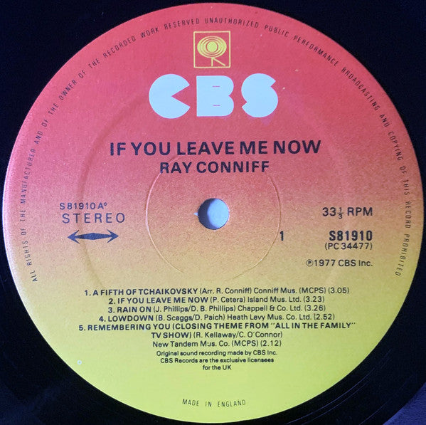 Ray Conniff : If You Leave Me Now (LP)