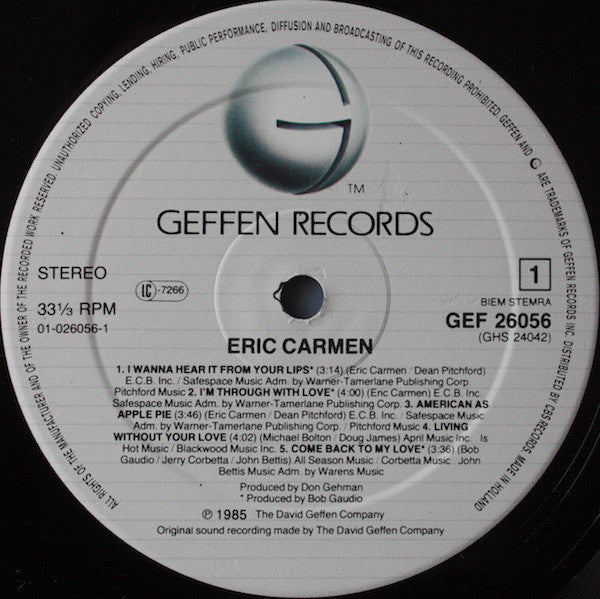 Eric Carmen : Eric Carmen (LP, Album)