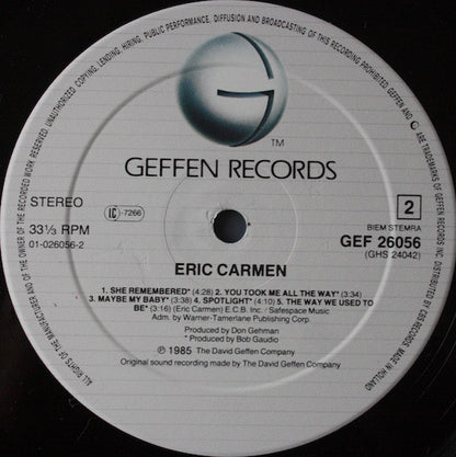 Eric Carmen : Eric Carmen (LP, Album)