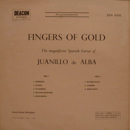 Juanillo De Alba : Fingers Of Gold (LP)