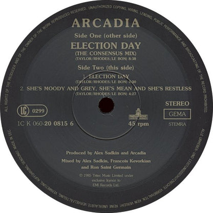 Arcadia (3) : Election Day (The Consensus Mix) (12", Maxi)