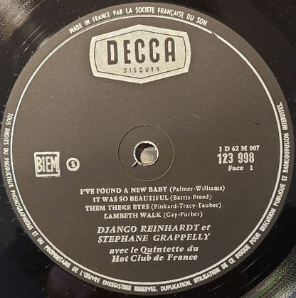 Django Reinhardt, Stéphane Grappelli Avec Le Quintette Du Hot Club De France : Django Reinhardt - Stephane Grappelly Avec Le Quintette Du Hot Club De France (10", Comp)