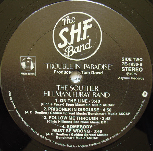 The Souther-Hillman-Furay Band : Trouble In Paradise (LP, Album, San)