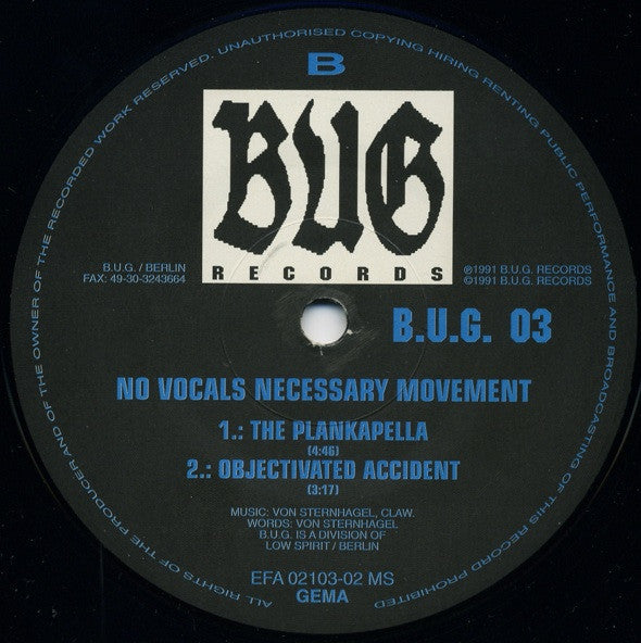 No Vocals Necessary Movement : The Plank (12")