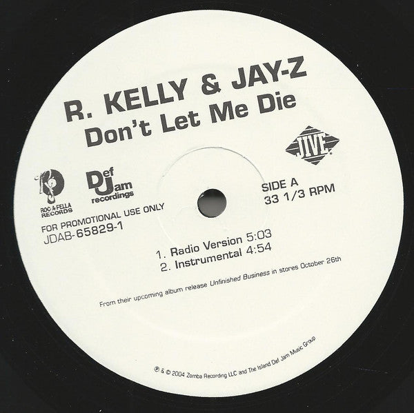 R. Kelly & Jay-Z : Don't Let Me Die (12", Promo)