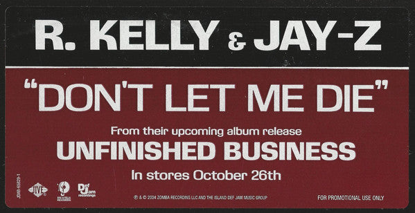 R. Kelly & Jay-Z : Don't Let Me Die (12", Promo)