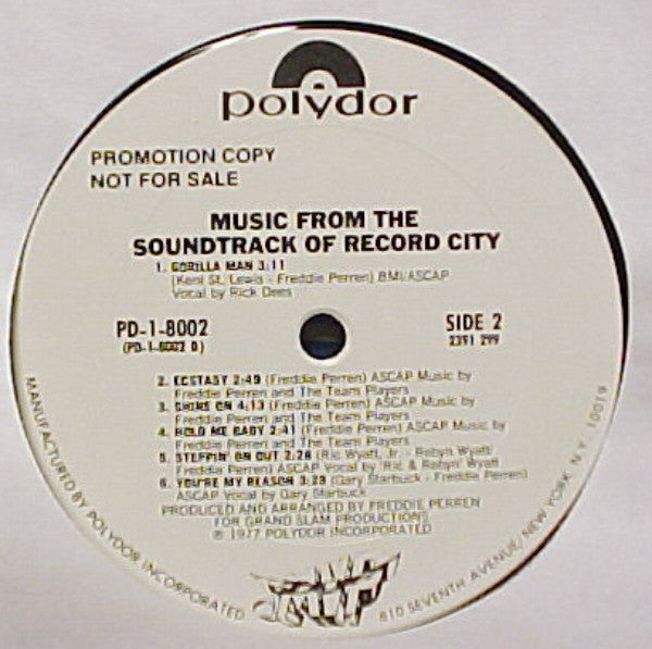 Various : Music From The Soundtrack Of Record City (LP, Album, Promo)