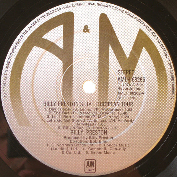 Billy Preston : Live European Tour (LP, Album)