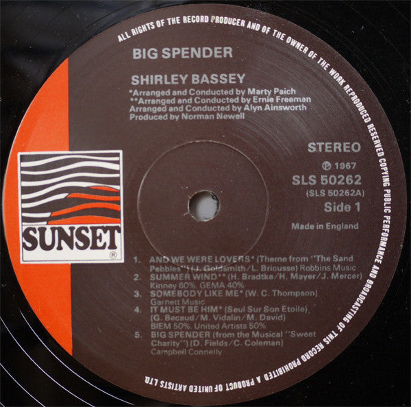 Shirley Bassey : Big Spender (LP, Album, RE)