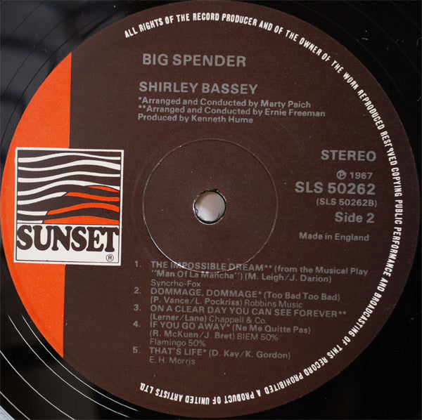 Shirley Bassey : Big Spender (LP, Album, RE)