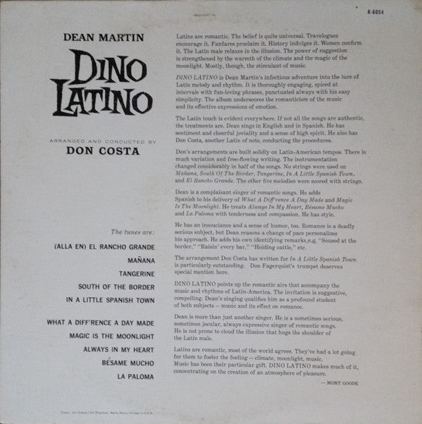 Dean Martin : Dino Latino (LP, Album, Mono, Promo)