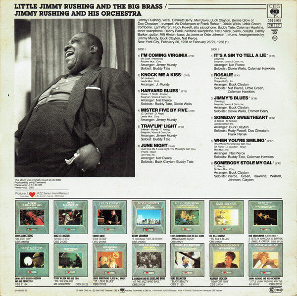 Jimmy Rushing : Little Jimmy Rushing And The Big Brass (LP, Album, RE)