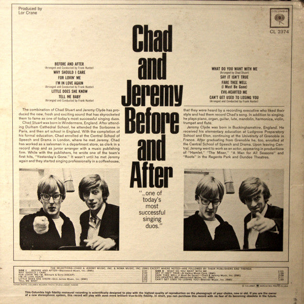 Chad & Jeremy : Before And After (LP, Album, Mono)