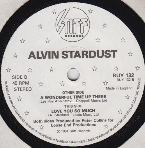 Alvin Stardust : A Wonderful Time Up There (7", Single)