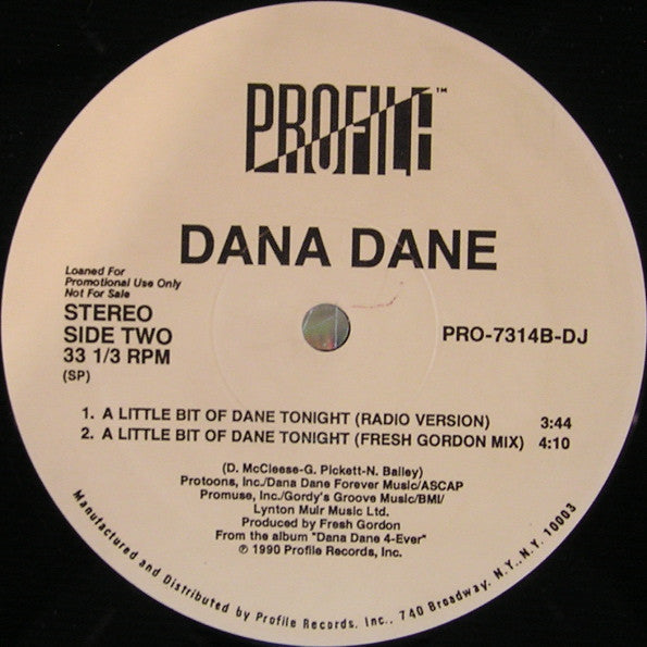 Dana Dane : A Little Bit Of Dane Tonight (12", Promo)