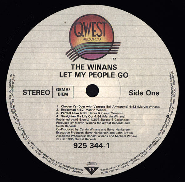 The Winans : Let My People Go (LP, Album)