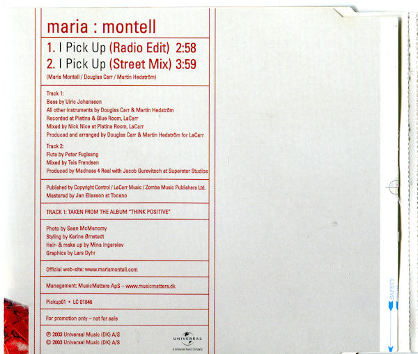 Maria Montell : I Pick Up (CD, Single, Promo)