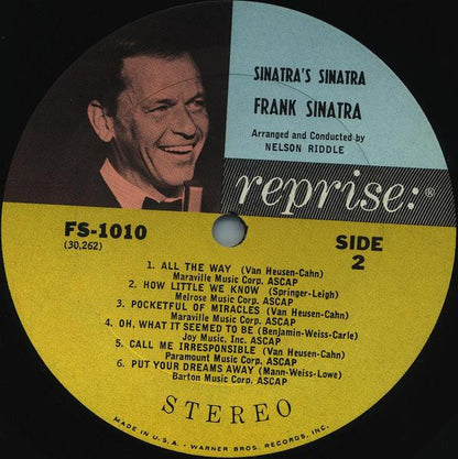 Frank Sinatra : Sinatra's Sinatra (A Collection Of Frank's Favorites) (LP, Album, RE)