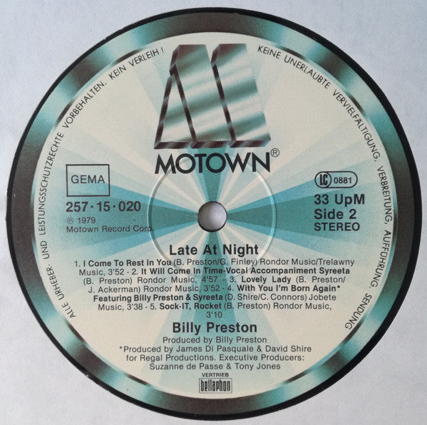 Billy Preston : Late At Night (LP, Album, RE)