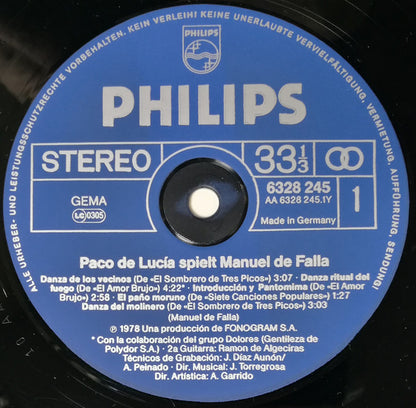 Paco De Lucía : Spielt Manuel De Falla (LP, Album)