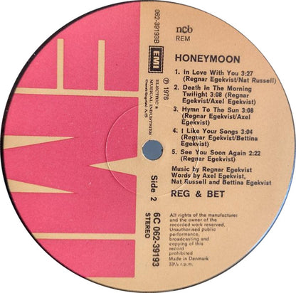 Reg & Bet : Honeymoon (LP, Album)