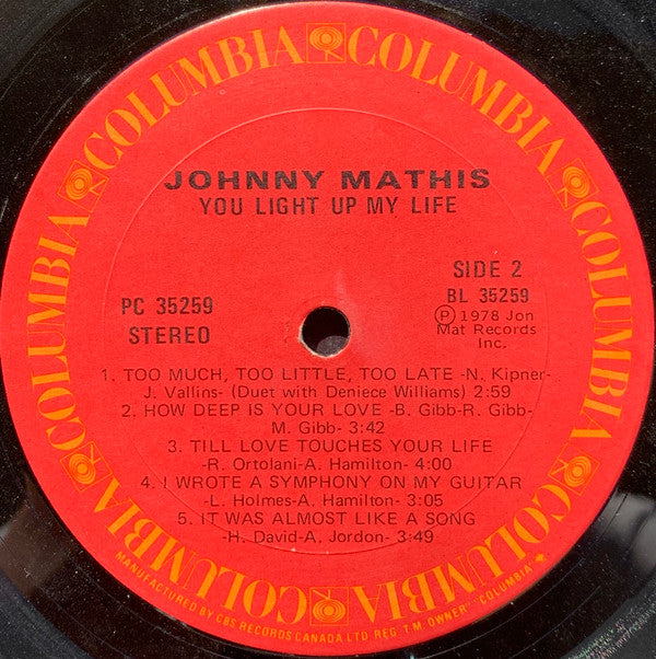 Johnny Mathis : You Light Up My Life (LP, Album)