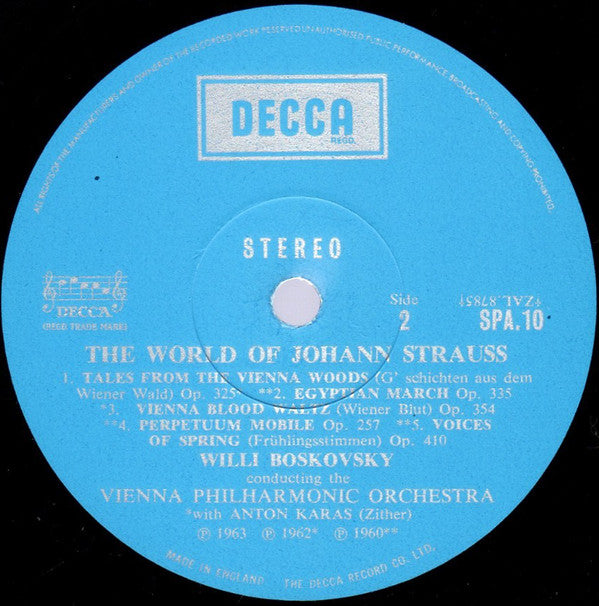 Johann Strauss Jr. - Wiener Philharmoniker : The World Of Johann Strauss (LP, Comp)