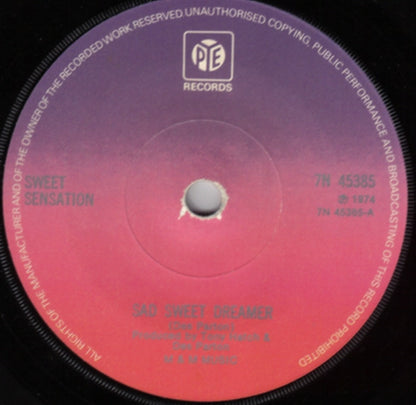 Sweet Sensation (2) : Sad Sweet Dreamer (7", Single, Sol)