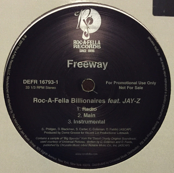 Freeway : Roc-A-Fella Billionaires (12", Single, Promo)