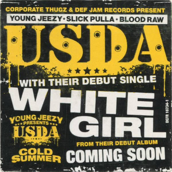 U.S.D.A. : White Girl (12", Promo, Whi)