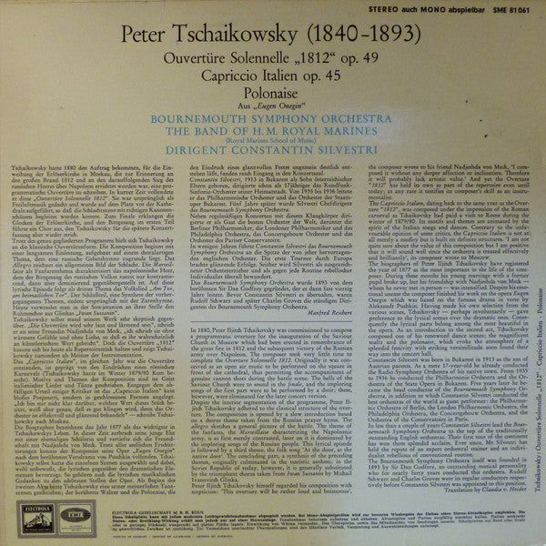 Pyotr Ilyich Tchaikovsky - Bournemouth Symphony Orchestra, The Band Of H.M. Royal Marines (Royal Marines School Of Music), Constantin Silvestri : 1812 • Capriccio Italien • Polonaise Aus "Eugen Onegin" (LP)