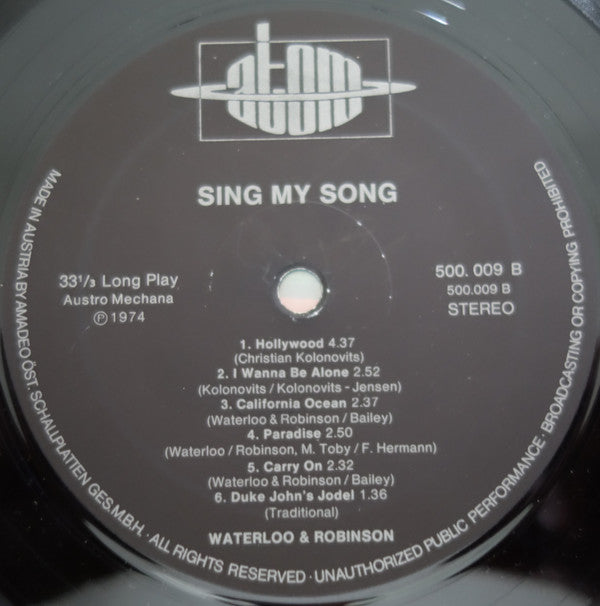 Waterloo & Robinson : Sing My Song (LP, Album)