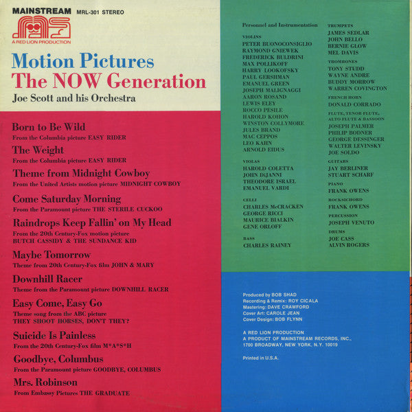 Joe Scott And His Orchestra : Motion Pictures - The NOW Generation (LP, Album)