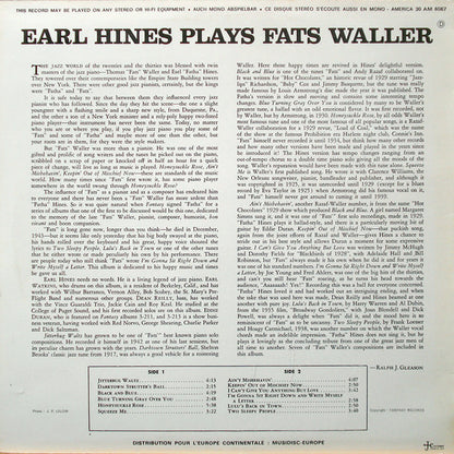 Earl Hines : Plays Fats Waller (LP, Album)