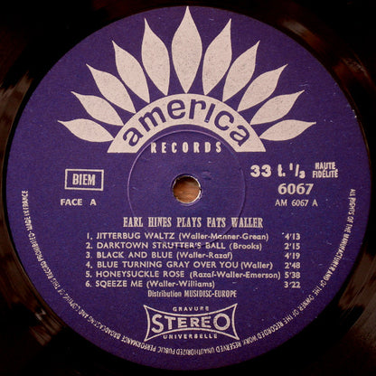 Earl Hines : Plays Fats Waller (LP, Album)