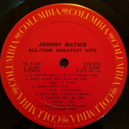 Johnny Mathis : Johnny Mathis' All-Time Greatest Hits (2xLP, Comp, Pit)