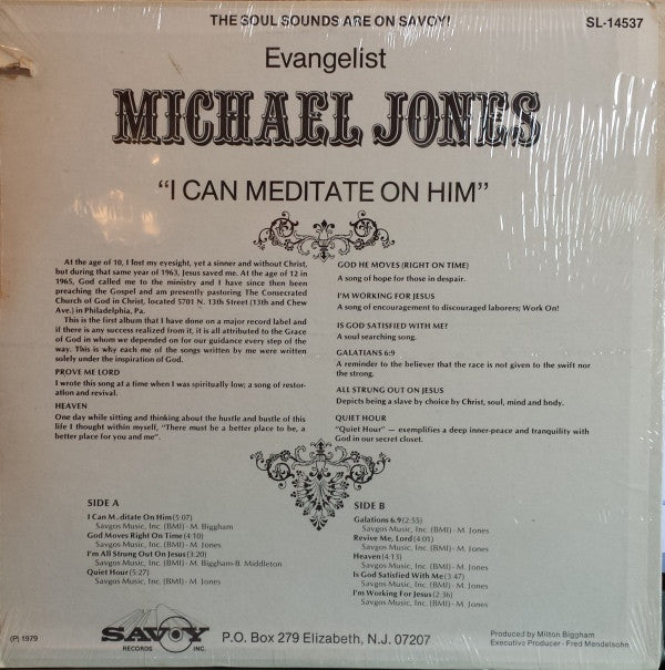 Evangelist Michael Jones : I Can Meditate On Him (LP)